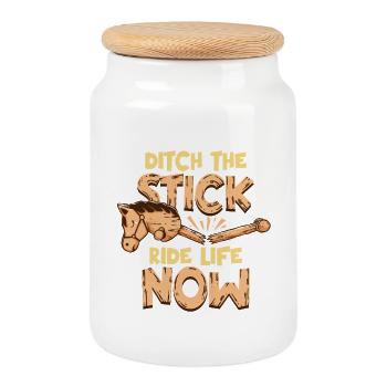 Anti-cavalerie de loisir - Boîte à biscuits avec couvercle en bois - blanc - Devant
