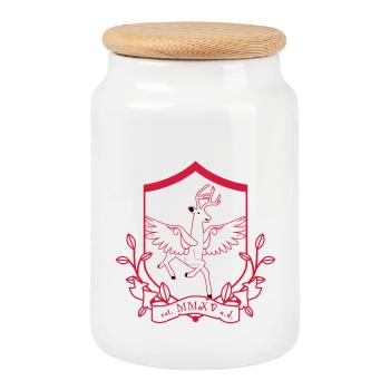 Winged deer – noble heraldic animal forest - Cookie Jar with Wooden Lid - white - Front