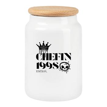 Édition Chefin 1998 Vintage Design - Boîte à biscuits avec couvercle en bois - blanc - Devant