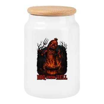 BBQ From Hell - Keksdose mit Holzdeckel - Weiß - Vorne