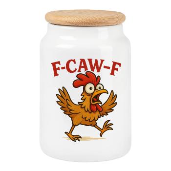 F-Caw-F Chicken - Keksdose mit Holzdeckel - Weiß - Vorne