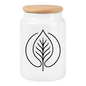 Abstract Organic Shape – Minimalist Line Art - Cookie Jar with Wooden Lid - white - Front