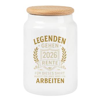 Pension 2026, adieu légendaire - Boîte à biscuits avec couvercle en bois - blanc - Devant