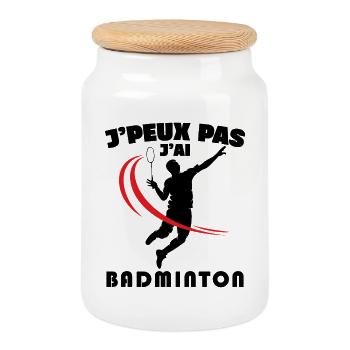 Je Peux Pas J'ai Badminton - Boîte à biscuits avec couvercle en bois - blanc - Devant
