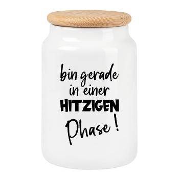 Bouffées de chaleur de phase chaude Humour sur la ménopause - Boîte à biscuits avec couvercle en bois - blanc - Devant