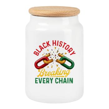 Black History Breaking Every Chain - Cookie Jar with Wooden Lid - white - Front