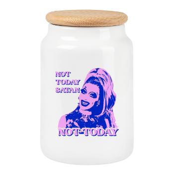 Not Today Satan Pop Art - Cookie Jar with Wooden Lid - white - Front