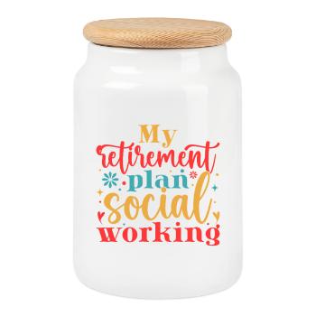 Social Worker Quote My Retirement Plan Social Work - Cookie Jar with Wooden Lid - white - Front