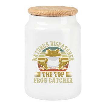 Frog Catcher Dispatcher Frog - Keksdose mit Holzdeckel - Weiß - Vorne
