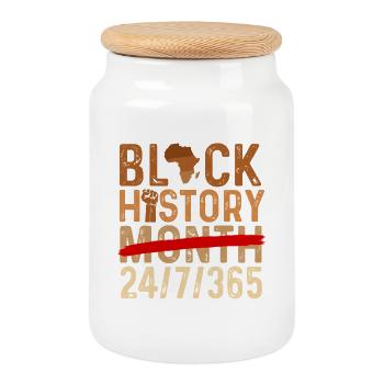 Black History Month 24/7/365 Pride - Cookie Jar with Wooden Lid - white - Front