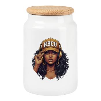 HBCU – African Roots Black Excellence Pride - Cookie Jar with Wooden Lid - white - Front