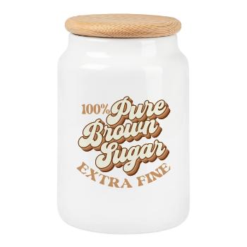 Cassonade 100 % pure – Mélanine Magic - Boîte à biscuits avec couvercle en bois - blanc - Devant