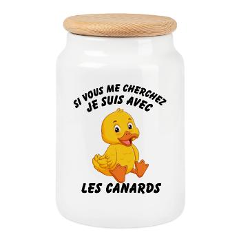 If you're looking for me I'm with the ducks - Cookie Jar with Wooden Lid - white - Front