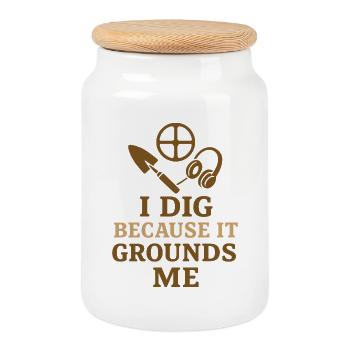 Introverted metal detector hobbyist - Cookie Jar with Wooden Lid - white - Front