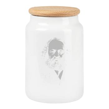 Bakunin Portrait Bold Typography - Cookie Jar with Wooden Lid - white - Front