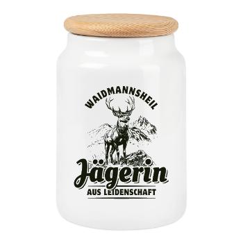 Waidmannsheil - Jägerin aus Leidenschaft - Keksdose mit Holzdeckel - Weiß - Vorne