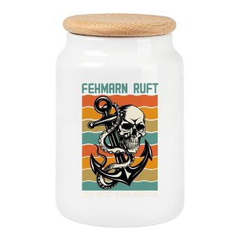 FEHMARN CALLS THE REST CAN WAIT Retro Funny - Cookie Jar with Wooden Lid - white - Front