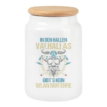 Mittelalter Schildwall Mittelaltermarkt Wikinger - Keksdose mit Holzdeckel - Weiß - Vorne