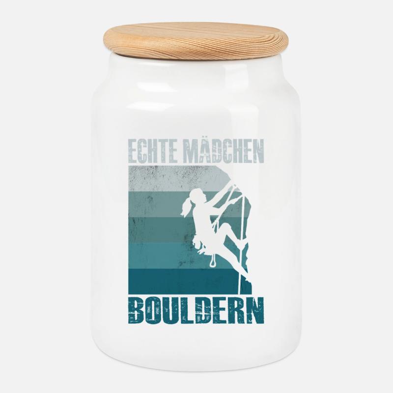 Bouldern Geschenke Klettern Kletterer Boulderer - Keksdose mit Holzdeckel - Weiß