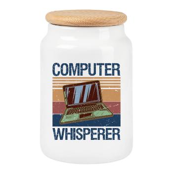 Computer Whisperer Shirt IT Tech Support Nerds - Cookie Jar with Wooden Lid - white - Front