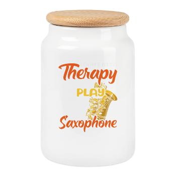 Pas besoin de thérapie Saxophone Saxophoniste Jazz - Boîte à biscuits avec couvercle en bois - blanc - Devant