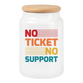 No Ticket No Support IT Hotline Administrator Nerd - Keksdose mit Holzdeckel - Weiß - Vorne