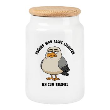 « C'était plus simple avant », dit Seagull. - Boîte à biscuits avec couvercle en bois - blanc - Devant