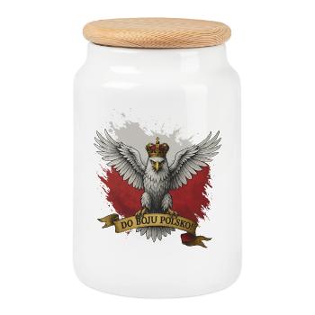 Aigle polonais – À la bataille de la Pologne - Boîte à biscuits avec couvercle en bois - blanc - Devant