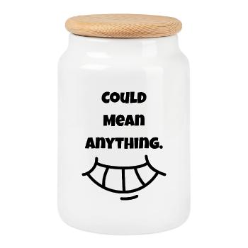Could mean Anything | Smile - Cookie Jar with Wooden Lid - white - Front