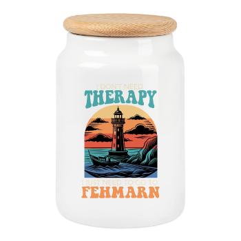 Baltic Sea NEED NO THERAPY MUST GO TO FEHMARN - Cookie Jar with Wooden Lid - white - Front