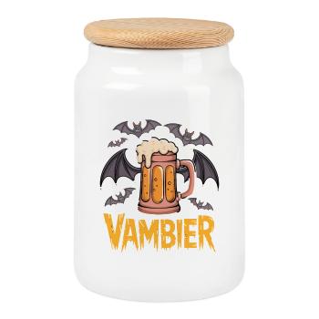 Vampire Beer Batten Motifs - Cookie Jar with Wooden Lid - white - Front