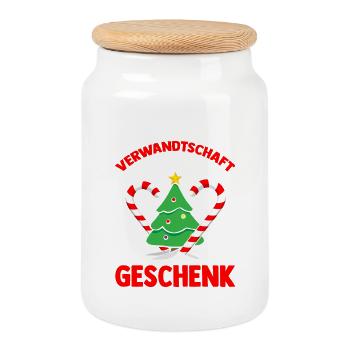 Santa Claus Christmas Time Christmas - Cookie Jar with Wooden Lid - white - Front