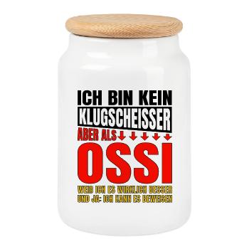 Je ne suis pas un malin, Ossi sait mieux - Boîte à biscuits avec couvercle en bois - blanc - Devant