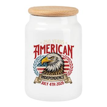250 Jahre amerikanische Unabhängigkeit 4. Juli 2026 Prid - Keksdose mit Holzdeckel - Weiß - Vorne