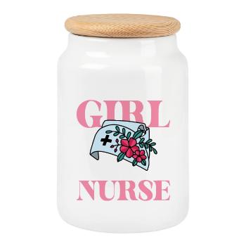 Juste une femme qui aime l’infirmière - Boîte à biscuits avec couvercle en bois - blanc - Devant