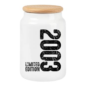 2003 Limited Edition – 23 Jahre Vintage Geburtstag - Keksdose mit Holzdeckel - Weiß - Vorne