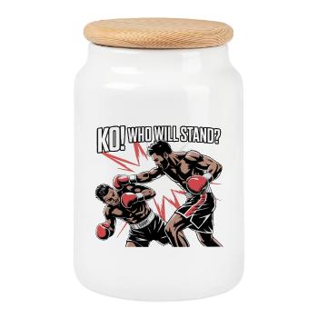 KO Showdown Graphic Boxing Burst - Keksdose mit Holzdeckel - Weiß - Vorne