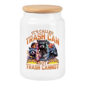 Funny Raccoon - Cookie Jar with Wooden Lid - white - Front