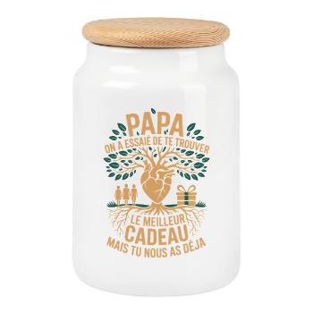 Cadeau Papa Anniversaire fête des pères 2026 Gift - Boîte à biscuits avec couvercle en bois - blanc - Devant