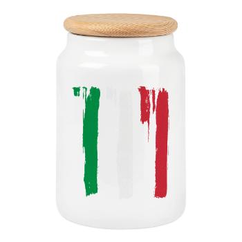 Drapeau italien - Boîte à biscuits avec couvercle en bois - blanc - Devant