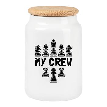 Graphisme de mes pièces d’échecs d’équipage Stratège drôle - Boîte à biscuits avec couvercle en bois - blanc - Devant