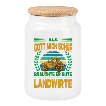 Farmer Gifts Agriculture Tractor Farmer - Cookie Jar with Wooden Lid - white - Front