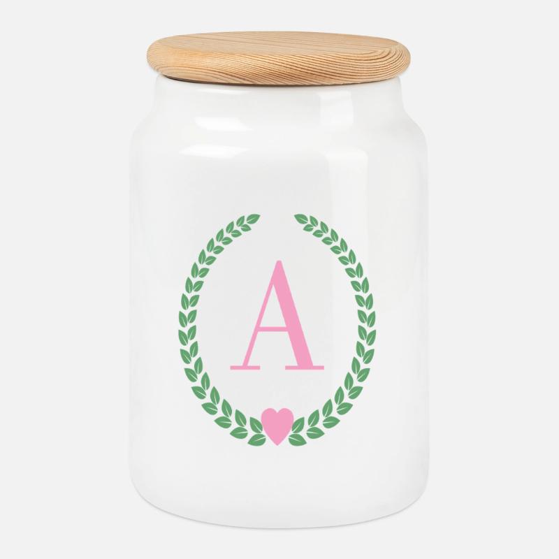 Buchstabe A-Monogramm - Keksdose mit Holzdeckel - Weiß