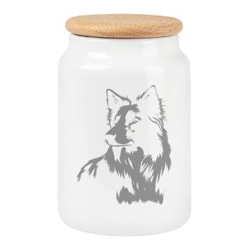 Portrait de Border Collie – Motif puissant de chien - Boîte à biscuits avec couvercle en bois - blanc - Devant