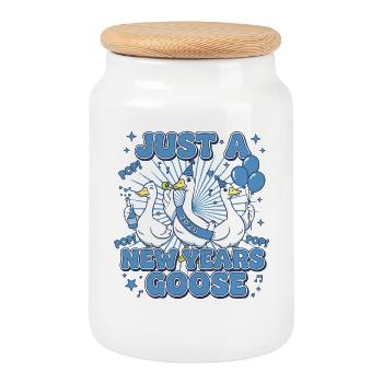 Juste une célébration du Nouvel An 2026 - Boîte à biscuits avec couvercle en bois - blanc - Devant