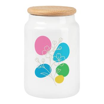 Graphique floral minimaliste, été bohème - Boîte à biscuits avec couvercle en bois - blanc - Devant