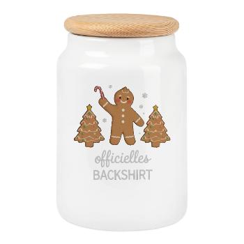 Cookies Baking Christmas Time Cookies Gingerbread - Cookie Jar with Wooden Lid - white - Front