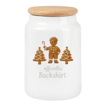 Cookies Baking Christmas Time Cookies Gingerbread - Cookie Jar with Wooden Lid - white - Front