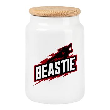 Logo de la Bestialité - Boîte à biscuits avec couvercle en bois - blanc - Devant