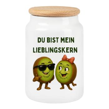 Kiwis préféré dans le style - Boîte à biscuits avec couvercle en bois - blanc - Devant
